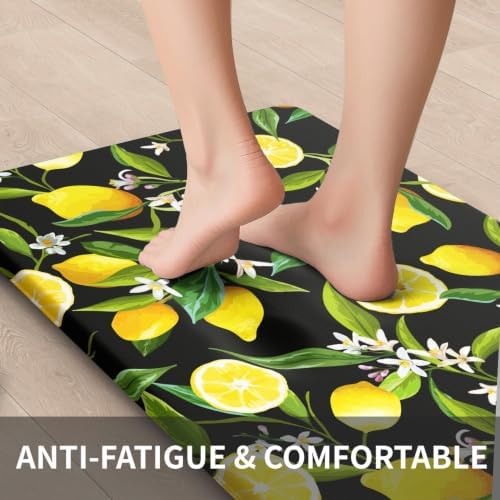 Lemon Kitchen Decor Kitchen Mat, Cushioned Anti Fatigue, Non-Slip