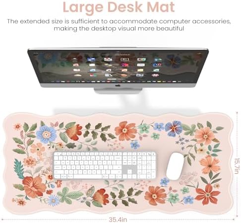 HAOCOO Cute Desk Pad for Desktop Setup, Large Keyboard Mat(Light Pink)