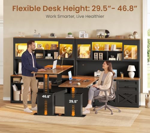 SEDETA 69" L Shaped Gaming Standing Desk with 4 Drawers, Storage Bookshelf