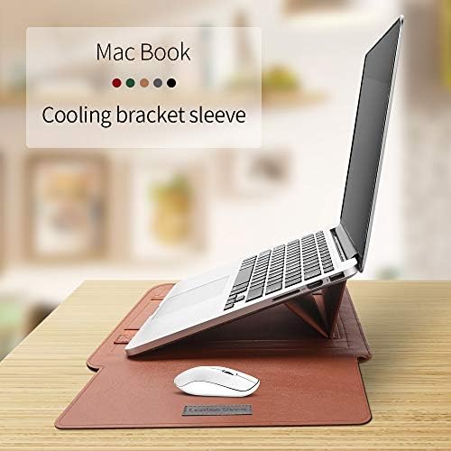 Laptop Sleeve 13-14" Case with Stand Compatible with Microsoft Surface Laptop 5/4/3/2 13.5", MacBook Air/Pro 13.3", PU Leather Sleeve for 15-16" Laptop Computers - Dark Green