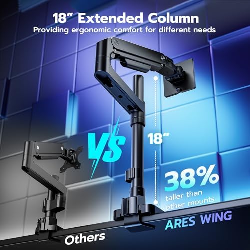 Single Monitor Arm Desk Mount for 17-49 Inch Monitors Holds 44 lbs, Black