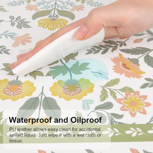 QIYI PU Leather Large Mouse Pad, Waterproof Desk Mat, 31.5" x 15.7", Garden