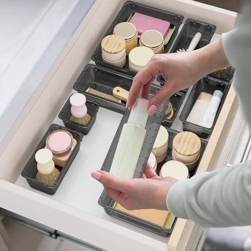 SpaceHacks 15 PCS Plastic Drawer Organizer Set, Drawer Storage Trays