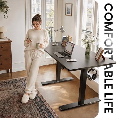 CubiCubi 48 x 24 Electric One-Piece Standing Desk, Black