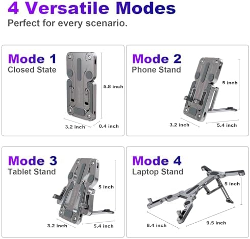 Portable Laptop Stand for Desk,3 in 1 Fits Laptops/Tablets/Phone