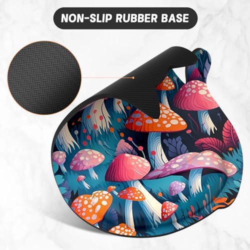 Ergonomic Mouse Pad with Wrist Rest, Cute Cat Memory Foam Padded Pain Relief Non-Slip Wrist Support Mouse Mat for Gaming Work Computer Laptop, Funny Office Supplies Desk Accessory, Mushrooms