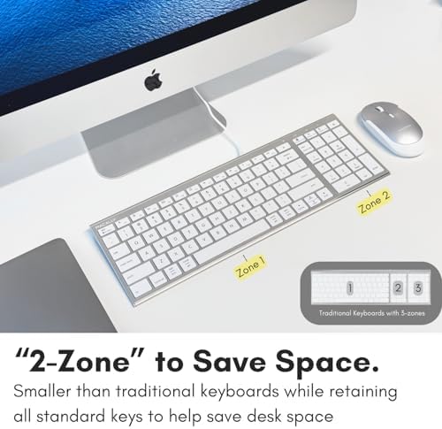 Macally Wired Keyboard for Mac, Compatible Apple Keyboard with Numeric Keypad - Slim, Space-Saving Design for MacBook Pro/Air Laptop, Mac mini, iMac Replacement