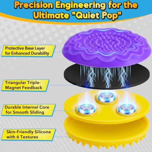 Magnetic Fidget Slider Coin Set 6 Pack, Quiet Stress Relief Toys, Sensory Sliding & Clicking Desk Fidget for Adults & Kids, ADHD Focus Anxiety Relief Office Classroom Portable Fidget Gifts
