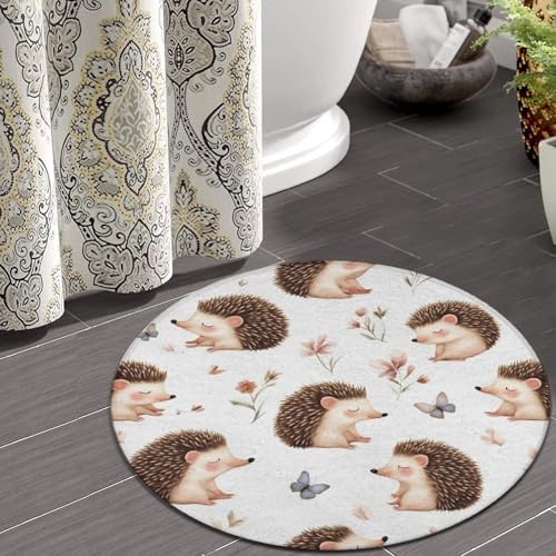 Circular Rugs Large Modern Round Area Rug Fashion Decor Mat for Home Office Cute Animal Hedgehog