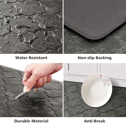WISELIFE Kitchen Mat Cushioned Anti Fatigue Runner Rug, 17.3"x60", Grey