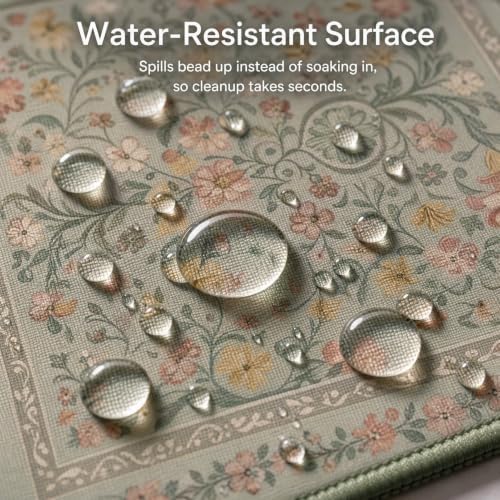 Pink Floral Desk Mat XXL Large Mouse Pad, Cute Vintage Flower Desk Pad