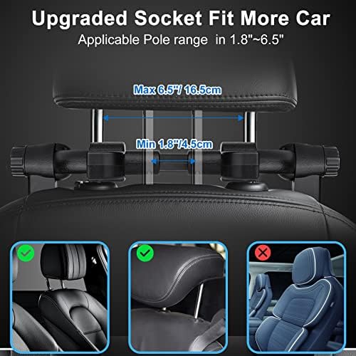 Car Headrest Pillow, Roadpal Adjustable Sleeping Headrest for Car Seat, Head Neck Support Rest Pillows for Kids Adults Travel, Only fit for Car Seat Headrest with Poles (Upgrade-Black)
