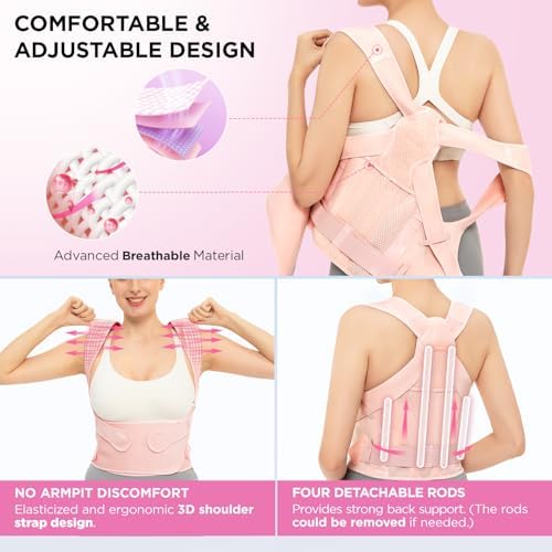 Vicorrect Posture Corrector for Women and Men: Adjustable Back Brace for Upper Back Support - Shoulder Neck Pain Relief - Lightweight Breathable Design