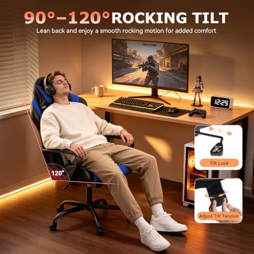 BestOffice Ergonomic Gaming Chair for Adults, Video Game Chair, Blue