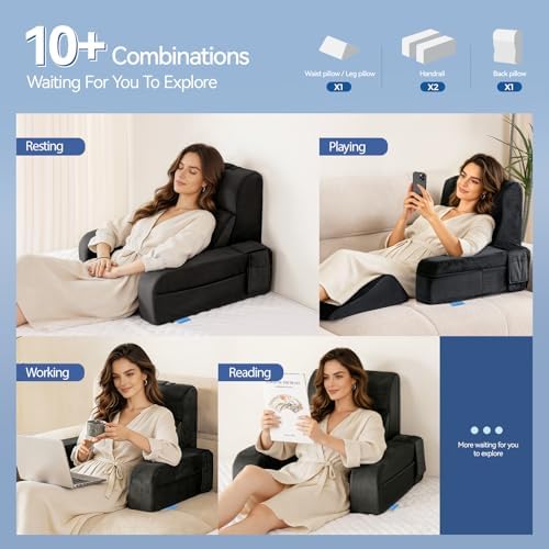 Kayfia Reading Pillow, Gel Memory Foam Back Rest Pillow, 21'', Black