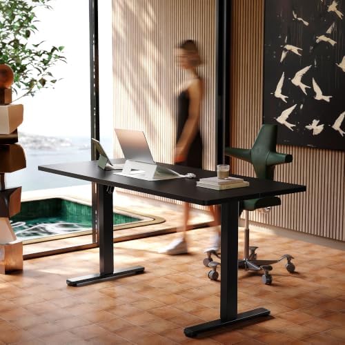 HUANUO 63x28 Inch Electric Standing Desk, Height Adjustable, Black
