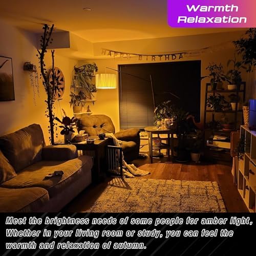A19 Amber Light Bulbs 1800K,9W Warm Light Bulb 800Lm, Blue Light Blocking