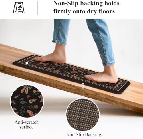 LEEVAN Anti Fatigue Kitchen Mats for Floor, Cushioned Kitchen Mat Set 2PCS