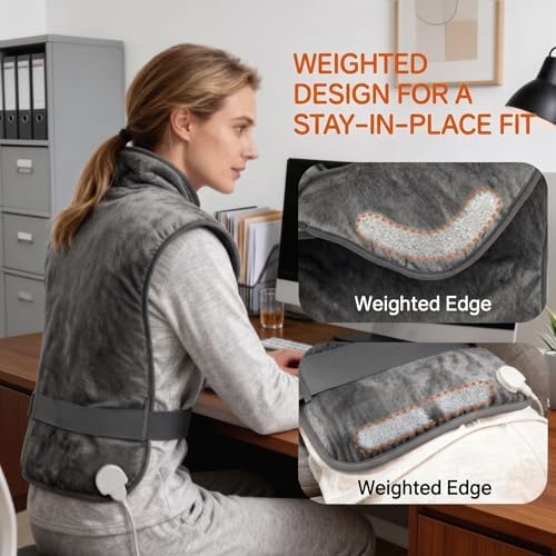 Heating Pad for Back, Weighted Heating Pad for Neck and Shoulders and Back, Birthday Gifts for Women, Mothers Day Gifts, Gifts for Mom Birthday, Dad Birthday Gift, Fathers Day,Grandma Gifts