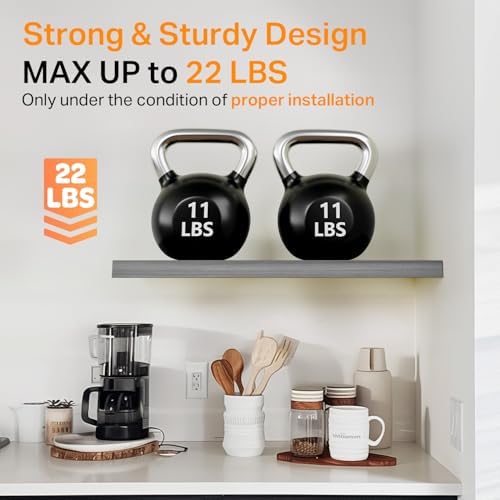 BAYKA Gray Floating Shelves 15.7in, Set of 4, Wall Mount Rustic Wood Shelf