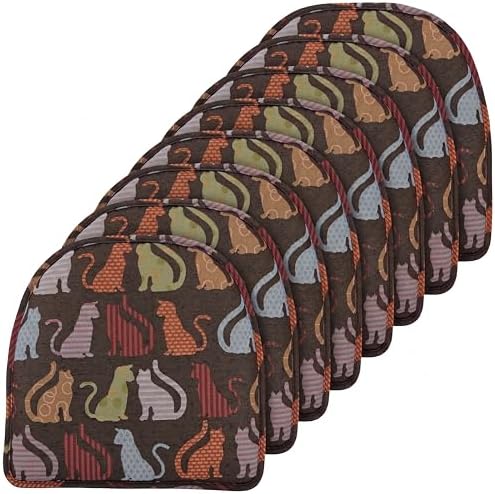 Klear Vu Raindrop The Gripper Non Slip Chair Cushions, Soft & Comfortable Seat Pad, Sitting Pillow for Kitchen, Dining or Office, 8 Count (Pack of 1), Cats