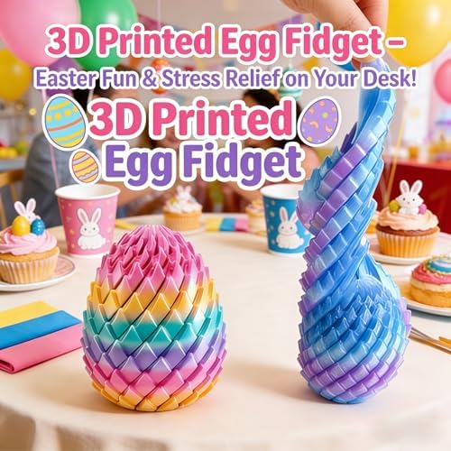 3D Printed Fidget Toys, Twisty Fidget Dragon Egg, Spiral Slippery Egg Toy