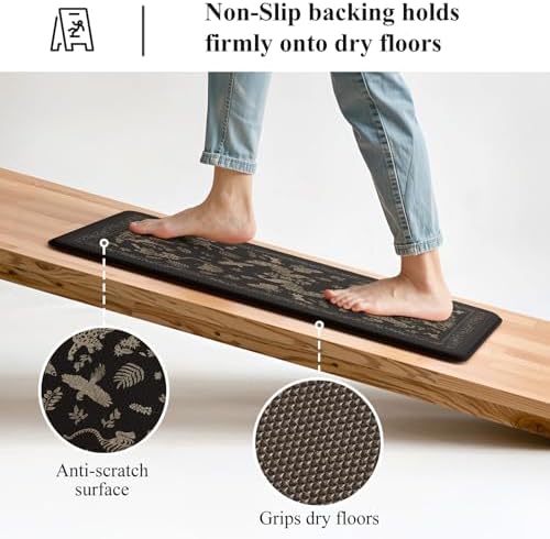 LEEVAN Anti Fatigue Kitchen Mats for Floor, Cushioned Kitchen Mat Set 2PCS