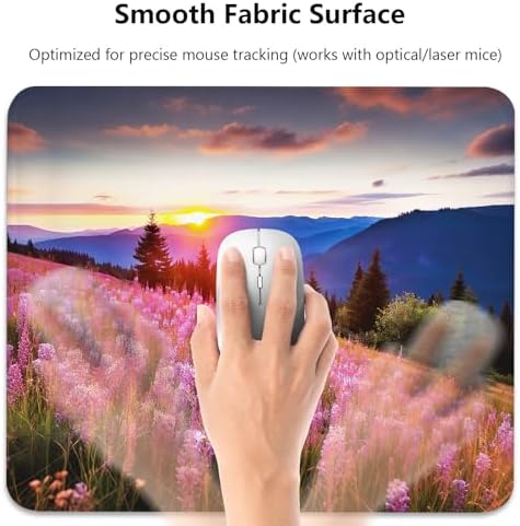 Alpine Wildflower Meadow at Sunset Mountain Mouse Pad, Nature Desk Mat