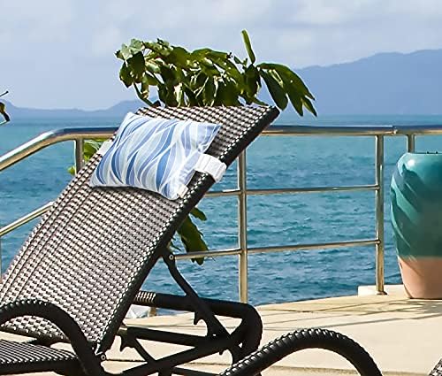 Outdoor Pillow for Chaise Lounge Chair, Sunbrella Head Support Pillow for Car Driving Neck or Lumbar Resting Waterproof with Adjustable Elastic Stripe for Garden Furniture Decorative 2Pack