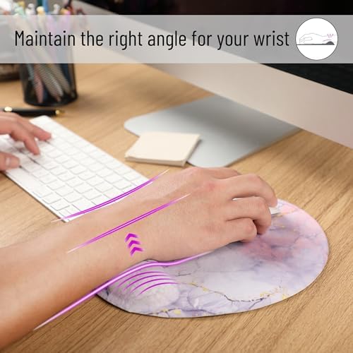 Mr. Pen- Ergonomic Mouse Pad with Wrist Rest, Pink Marble Luxe Design