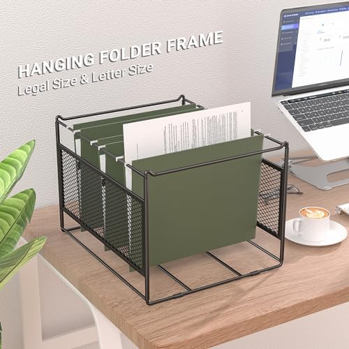 2 Pack Hanging File Folder Frame Letter/Legal Size,Hanging Files Holder Rack for Desk Organizer,Hanging Folder Rails,Only Fit Filing Cabinet Drawers over 10" in Height,15.2" Lx12.4 Wx10 H
