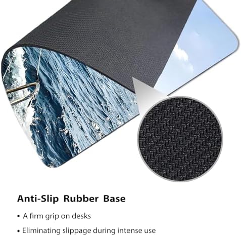 9.5x7.9 Inch Office/Gaming Mouse Pad, Sailing Boat on The Serene Sea with Hoisted Sails and Teak Deck Cute Anti-Slip Mat for Desk
