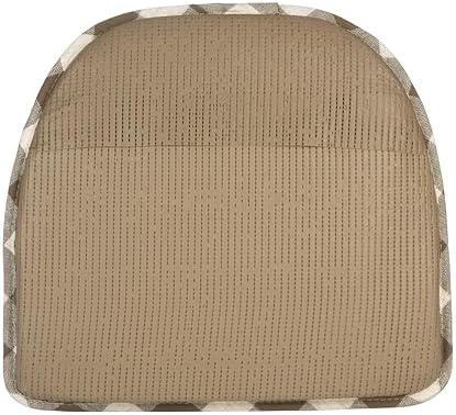 Klear Vu The Gripper Non-Slip Linen Check Dining Kitchen Chair Pads, 16" x 15", Set of 6, Liza Check Taupe