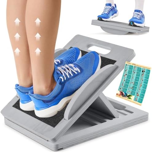 Slant Boards for Exercise, Wooden Slant Board, Calf Stretch Board with 7 Incline Angles, Velour Board, Balance Board & Calf Stretcher, Portable Incline Board for Physical Therapy, Ankle Mobility, Heel & Knees