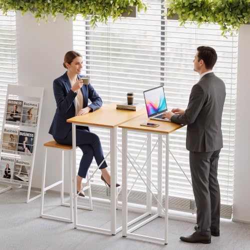 VINGLI 31.5" Folding Desk for Small Spaces, Standing Laptop Desk, Yellow
