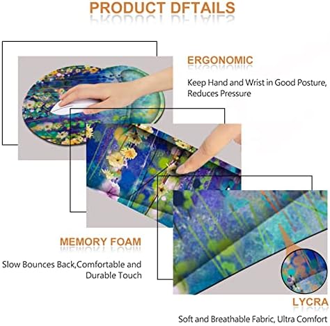 ArtSo Mouse Pad Keyboard Wrist Rest Support Ergonomic, Upgraded Cushion Mousepad Gel Memory Foam Non-Slip Rubber Base Pain Relief & Easy Typing for Home,Office, Oil Painting Flowers