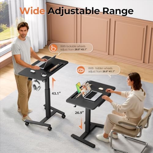 32" Mobile Desk with Drawer, Rolling Standing Desk on Wheels