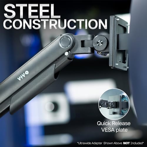 VIVO Heavy Duty Dual Ultra-Wide Monitor Tension Arm, Up to 45 inch Screens, Holds 44 lbs per Arm, Premium Desk Mount Monitor Stand for 2 Ultrawides, Black, STAND-V200V