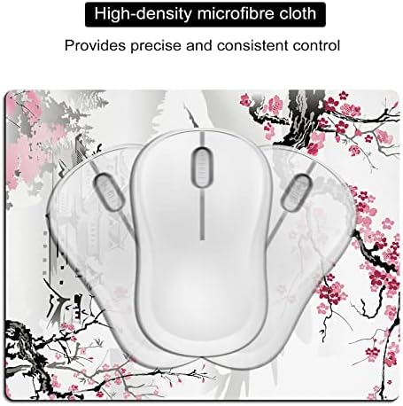 Small Mouse Pad Cute, Mini Mouse Pads for Wireless Mouse and Laptop, Travel Mousepads with Designs - Japanese Cherry Blossom/Sakura, Portable Mousepad with Non-slip Rubber Base - 5.5 x 7 Inch