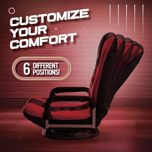 Kids Gaming Chair, Swivel Floor Video Lounger, 6 Positions, Folds to Store