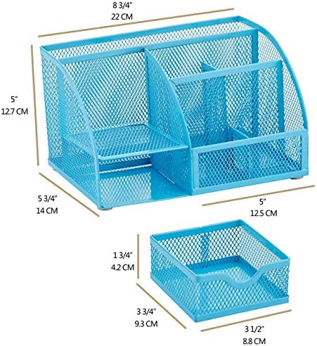 Annova Desk Organizer Wire Mesh 3 Tier Sliding Drawers Paper Sorter/Multifunctional/Premium Solid Construction for Letters, Documents, Mail, Files, Paper, Kids' Art Supplies (Blue)
