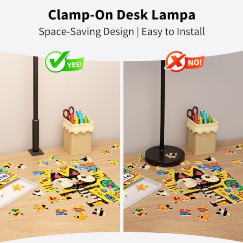 18W Clamp LED Desk Lamp for Puzzle, 16.5" Gooseneck, 3 Color Dimmable