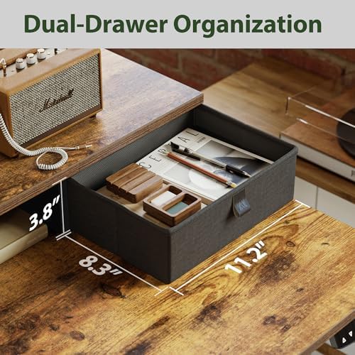 Agilestic 48 x 24 Inches Electric Standing Desk with 2 Storage Drawers, Adjustable Height Sit and Stand Computer Table with Splice Board, Rustic Brown