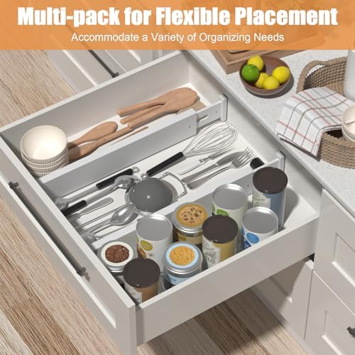 Bamboo Drawer Dividers, Adjustable Drawer Organizers, Fits 17.6–21" Drawers