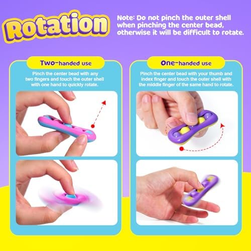 LESONG Fidget Sensory Toys for Kids: 6 Pack Colorful Finger Spinner Toys