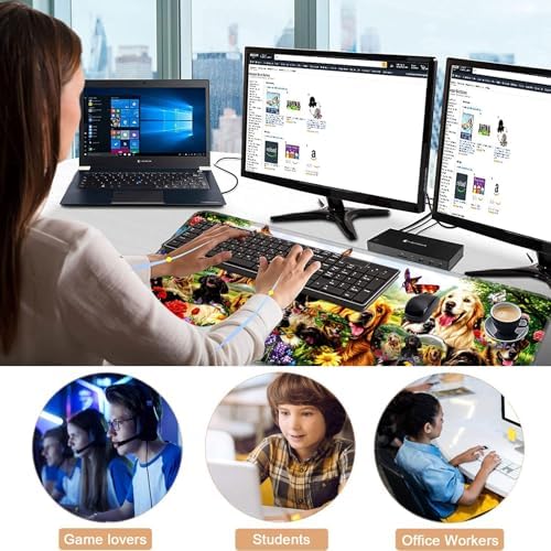 Keyboard Wrist Rest and Mouse Pad with Wrist Support Set Ergonomic Coaster,Memory Foam,Easy Typing Pain Relief,Large XL Desk Mat 31.5"x 11.8",Dog with Butterflies and Flowers