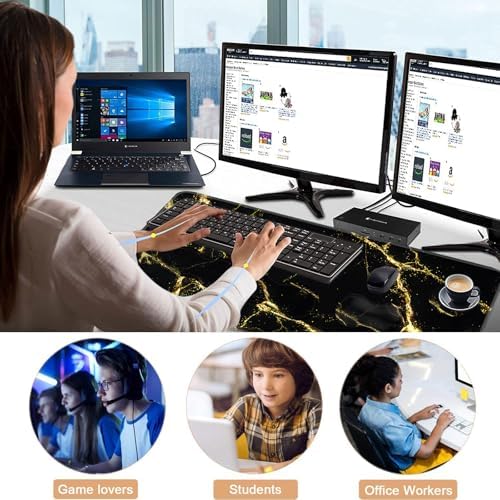 Keyboard Wrist Rest and Mouse Pad with Wrist Support Set Ergonomic Coaster,Memory Foam,Easy Typing Pain Relief,Large XL Desk Mat 31.5"x 11.8",Black Marble