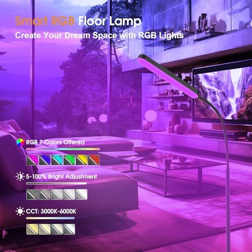 Wio-Mio RGB Floor Lamp, 15W/1000LM LED Floor Lamp with Stepless Dimming