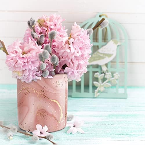 Large Capacity Colored Pen Holder for Desk, Ceramic Pencil Holder Pen Cup Marker Holder Makeup Brush Holders, Desk Accessories & Workspace Organizers for Home, Office, Red Marble
