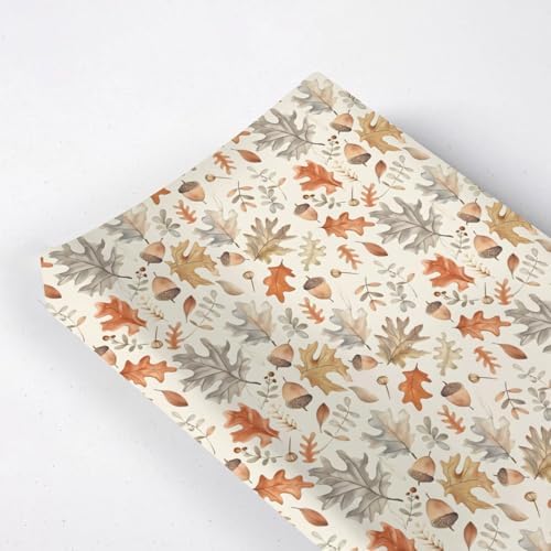Watercolor Autumn Leaves Pattern Baby Changing Pad Cover, Unisex Fall Theme Nursery Diaper Changing Table Pad Mat Sheet for Boys Girls-16x32